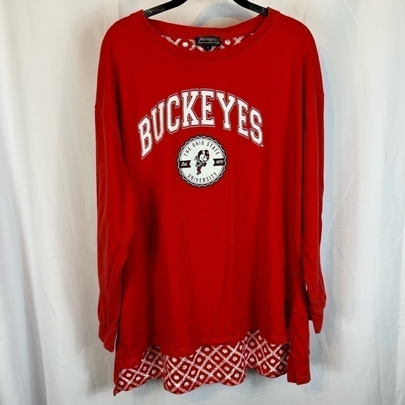 College Football Fan Tunic Top Pullover Long Sleeve Ohio State Buckeye OSU Shirt - Picture 2 of 10